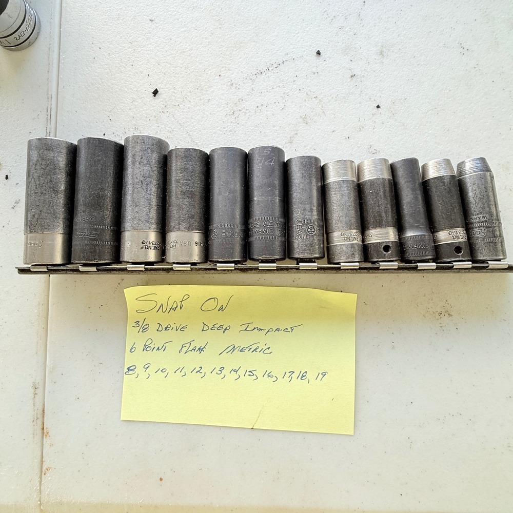 12 pc Snap-on 3/8 Drive Deep Impact 6 Point Flank Metric Socket Set 8-19mm USA